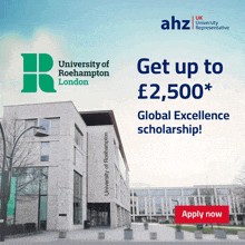 an ad for the university of roehampton london says get up to £ 2,500 *