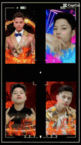 four images of a man and a woman are displayed on a black background