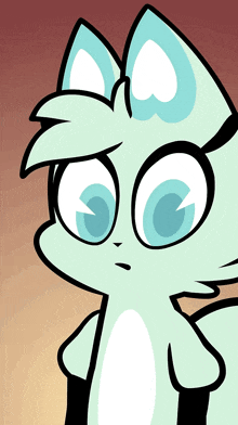 a cartoon drawing of a cat with big eyes