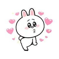 a cartoon of a bunny with hearts around it