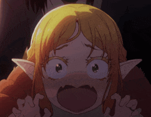 a girl with a surprised look on her face has a heart shaped mouth