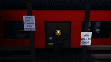a sign that says do not knock on the r is next to a fence