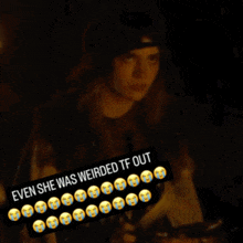 a blurred image of a woman with a caption that says " even she was weirded tf out "