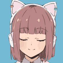 a drawing of a girl wearing headphones and cat ears