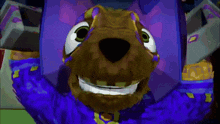a close up of a cartoon character 's mouth with the letter c on it