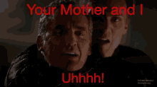 a man is holding a lightning bolt and the words your mother and i uhhhh are above him