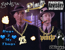 a parental advisory poster shows two men in suits and hats