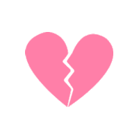 a pink broken heart with a crack in the middle