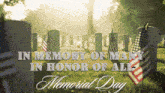 a memorial day poster with a cemetery in the background