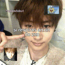 a picture of a person with the words si respiras anxin de zen written on it