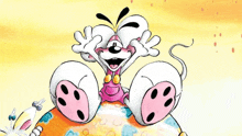 a cartoon drawing of a mouse sitting on a globe