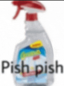 a bottle of dish soap with the words pish pish on it .