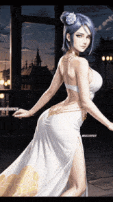 a drawing of a woman in a white dress with the word directorpath on the bottom right