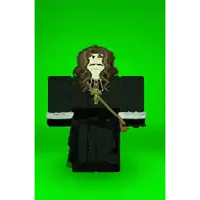 a green screen with a cartoon of a woman in a black robe