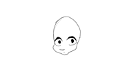 a black and white drawing of a child 's face with a smile on it .