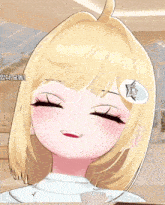 a close up of a girl 's face with a star on her head