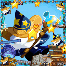 a picture of a wizard with a sign that says " sorcerer " on it