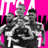 a group of soccer players wearing jerseys that say wol bk8 avl