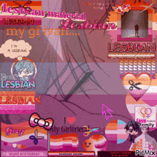 a collage of images including one that says ' lesbian material my girlfriend '