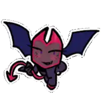 a cartoon drawing of a devil with wings and horns