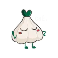 a cartoon drawing of a garlic bulb with a heart shaped top