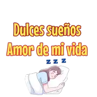 dulces suenos amor de mi vida is written above a woman sleeping