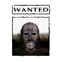 a wanted poster with a bearded man wearing a helmet