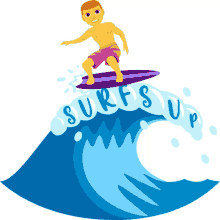 surfs up summer fun joypixels surfing surfer