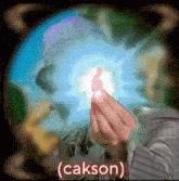 a cartoon drawing of a person giving a thumbs up with the word " cakson " below them
