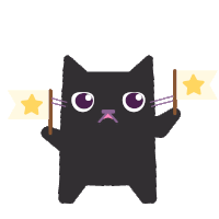 an illustration of a black cat holding a flag with chinese writing