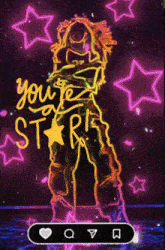 a neon sign that says " you 're a star " on it