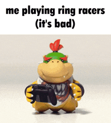 a cartoon character is holding a controller and says me playing ring racers