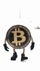 a cartoon of a bitcoin with arms and legs