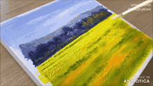 a painting of a field of yellow flowers is made by an animateca company