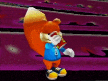 a cartoon squirrel is drinking a soda from a can .