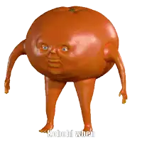 an orange with a face and legs says kobold when on the bottom