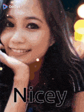 a girl with the name nicey on her face
