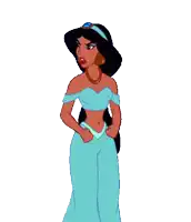 jasmine from disney 's aladdin is standing in a blue dress