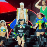 a woman wearing a shirt that says ' brasil ' on it