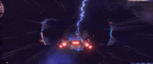 a video game screen shows a lightning bolt and the words escape the nebula on the bottom