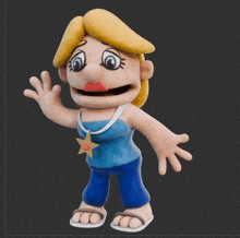 a cartoon character with a star on her neck