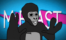 a drawing of a gorilla with the word monke on its chest