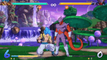 a screenshot of a video game shows gogeta and jiren