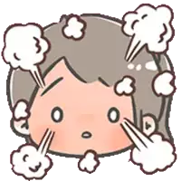 a cartoon illustration of a girl with smoke coming out of her mouth .