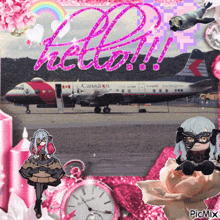 a picture of a canadian airplane with the words " hello " written on it