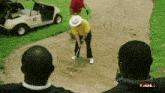 a golf cart has the number 40 on the back