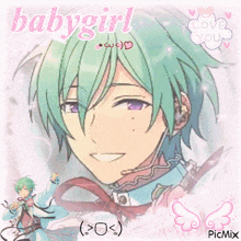 a picture of a boy with green hair and the words babygirl love you