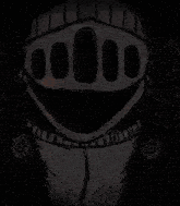 a black and white drawing of a monster with a big smile on its face