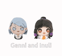 a picture of genni and inuli with a flame background