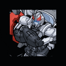 a black and white drawing of a robot with a red stripe on its chest